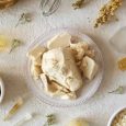 Shea butter with other ingredients for homemade cosmetics - cocoa butter, beeswax, herbs and essential oils